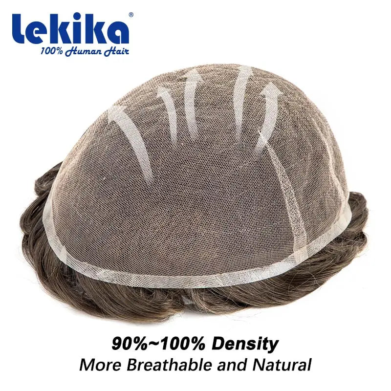 Full Swiss Lace Toupee Ultra Delicate AIR-Lace Male Hair Prosthesis Breathable 100% Natural Human Hair System Unit Mens Wig
