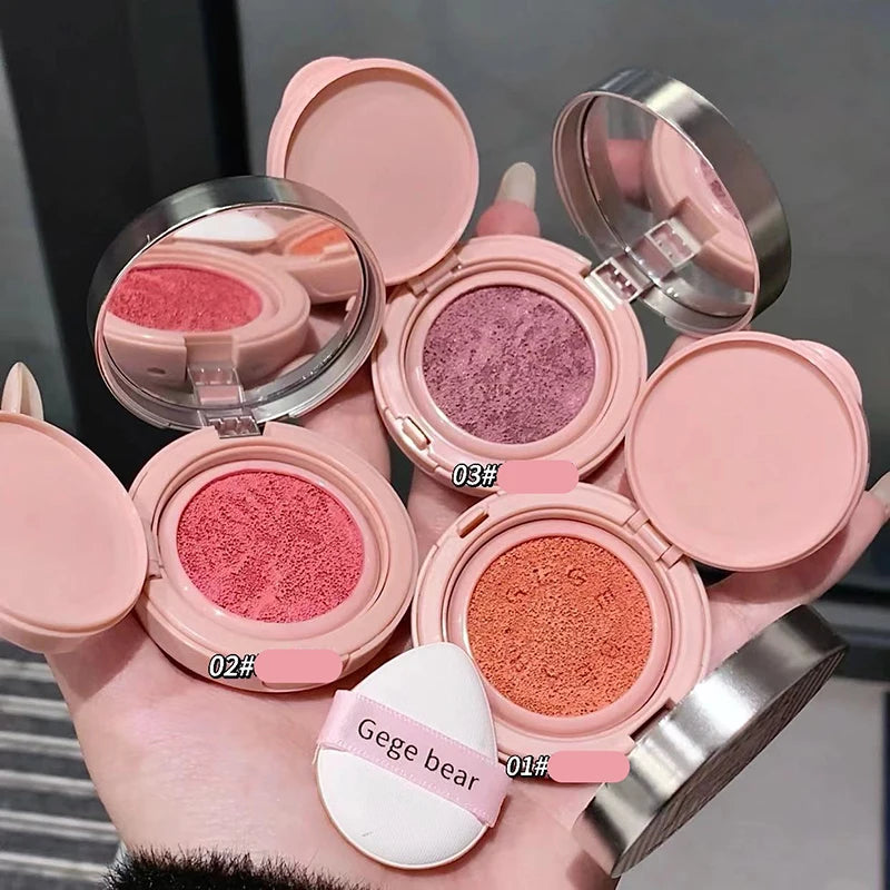 Cute Liquid Blusher Air Cushion Nude Natural Face Brighten Apricot Peach Tint Blush Shading Rouge Rubor Korean Makeup Cosmetics
