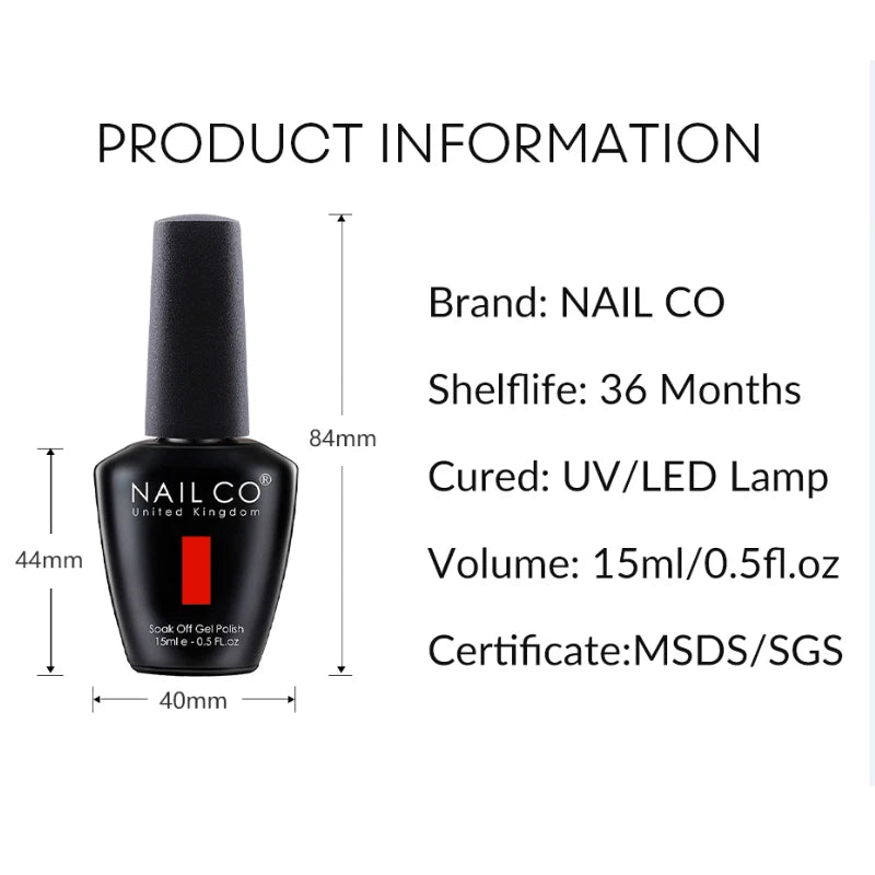 NAILCO Red Colors Series 15ML Nail Gel Polish Nail Supplies Semi Permanent For Nail  Art Manicure Soak Off LED UV Hybrid Varnish