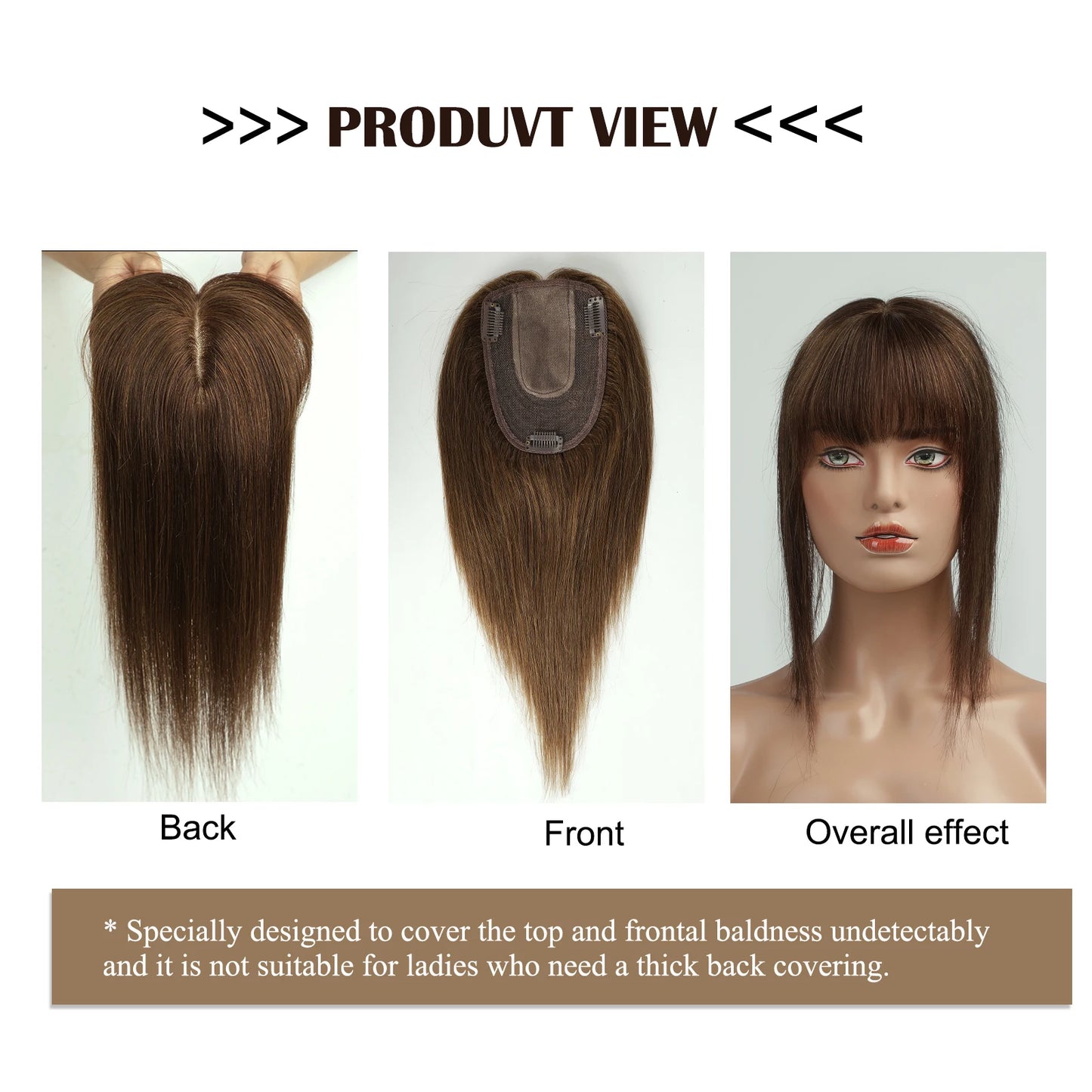 Brown Blonde Ombre 14 Inch Silk Base Human Hair Topper Remy Hair Clip In Top Piece for Women with Bangs Extensions for Thinning