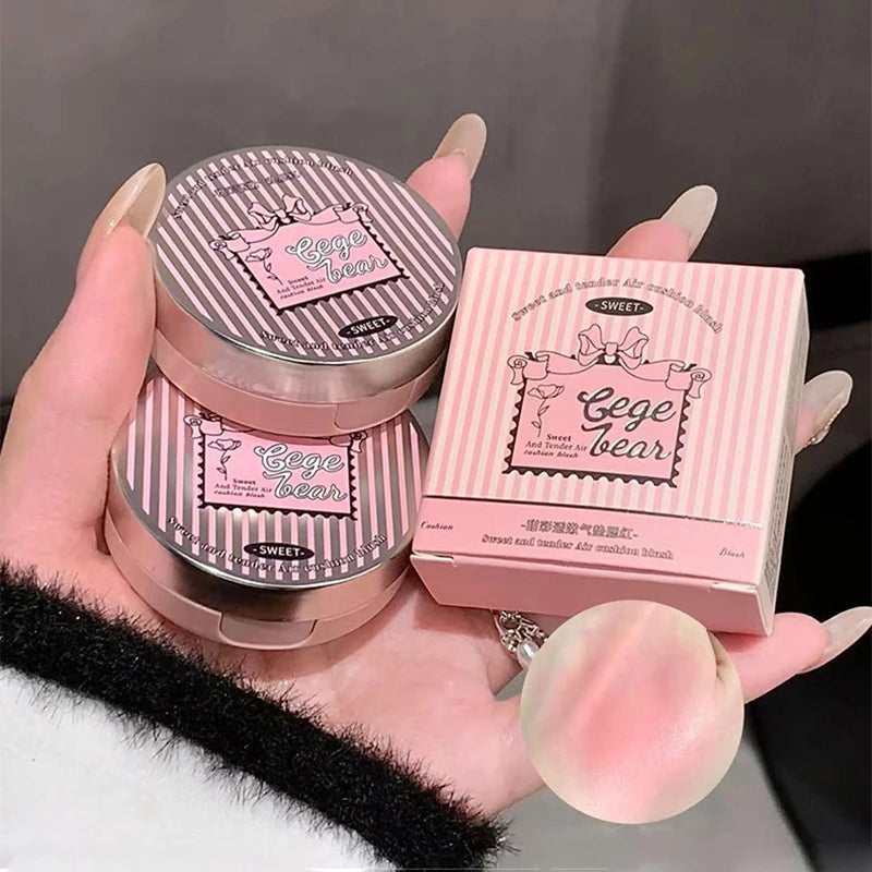 Cute Liquid Blusher Air Cushion Nude Natural Face Brighten Apricot Peach Tint Blush Shading Rouge Rubor Korean Makeup Cosmetics
