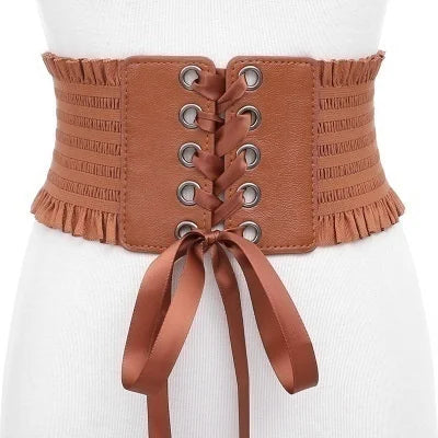 1 Pcs Elastic Belts For Woman Stretch Wide Belt Tassels Elastic Buckle Wide Dress Corset Waistband Women's High Waist Belt