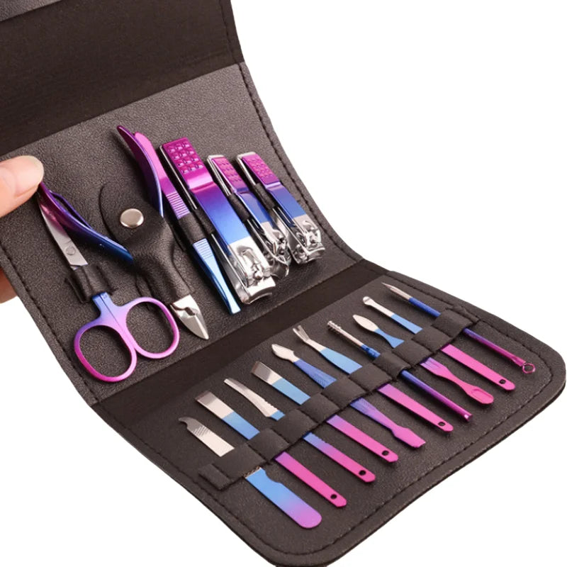 15pcs Nail Tool Set, Stainless Steel Gradient Professional Foot Repair Kit, Nail Scissors Beauty Kit