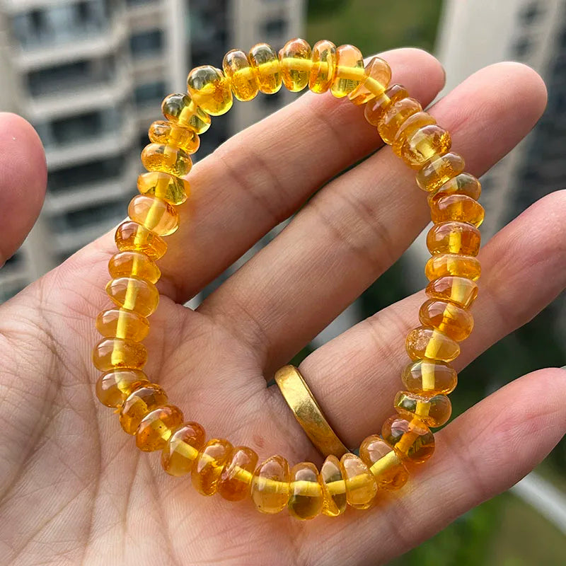 Baltic Plant Amber Bracelet for Women Gift Unique Handmade Irregular Golden Beads New Natural Stone Jewelry Supplier Wholesale