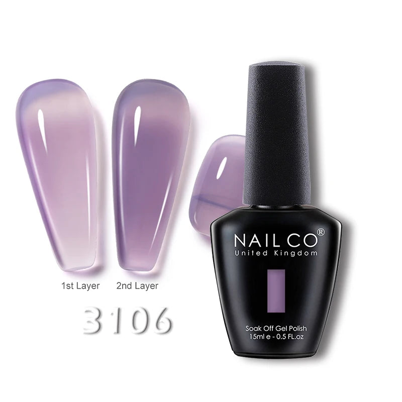 NAILCO 15ml Translucent Gel Nail Polish Semi-permanent Enamels Varnish For UV Nails Art Hybrid LED Nail Gel Transparent Manicure