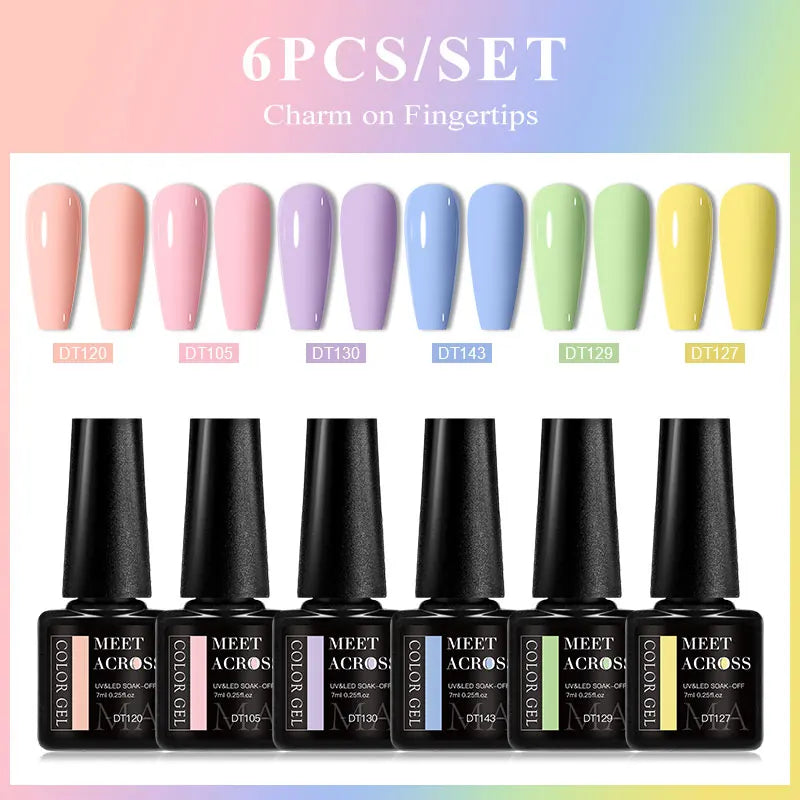 6pcs Gel Nail Polish Set HEMA Free 7ml Semi Permanent Soak Off UV Gel Varnish Nail Art Decoration Christmas Nails Nail Supplies