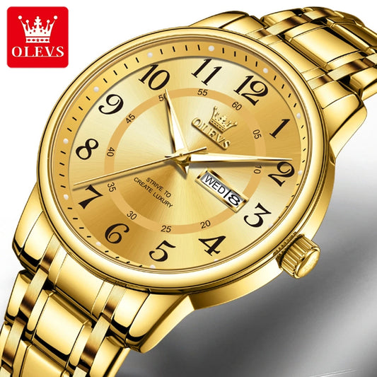 OLEVS 2891 Mens Watch Classic Quartz Watch Waterproof Stainless Steel Strap Fashion Casual Men's Watch Gift Date Clock Reloj