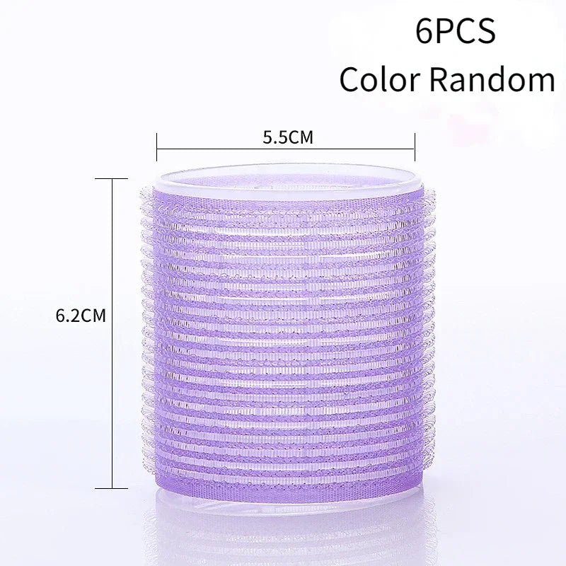 New 6Pcs/Bag Hair Rollers Self Grip Hooks Hair Curlers Heatless Rollers Salon Dressing Curlers Sticky Hair Styling Tools Jumbo