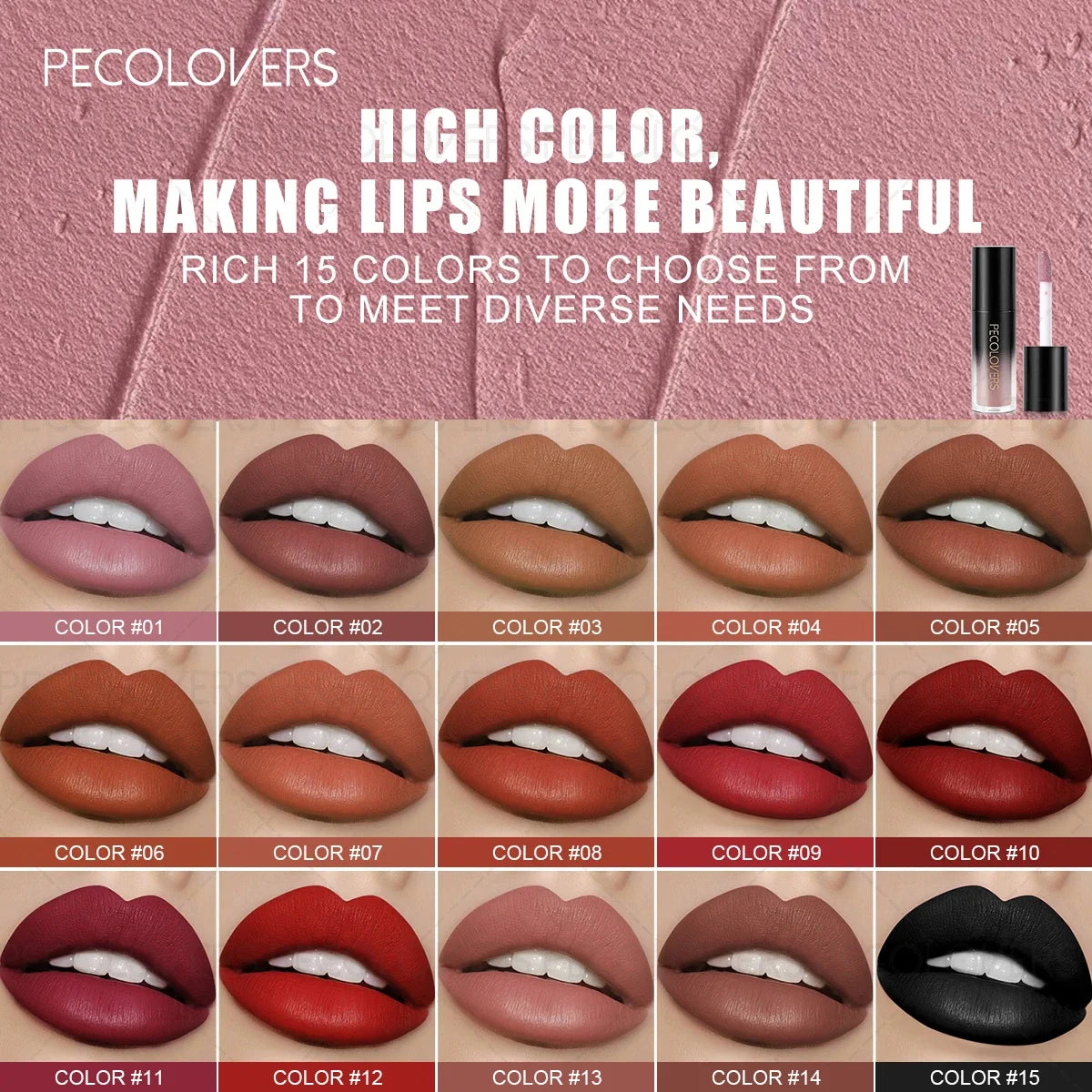 Christmas 1PC Matte Velvet Liquid Lipstick - Non-Sticky Waterproof, Ideal Gift