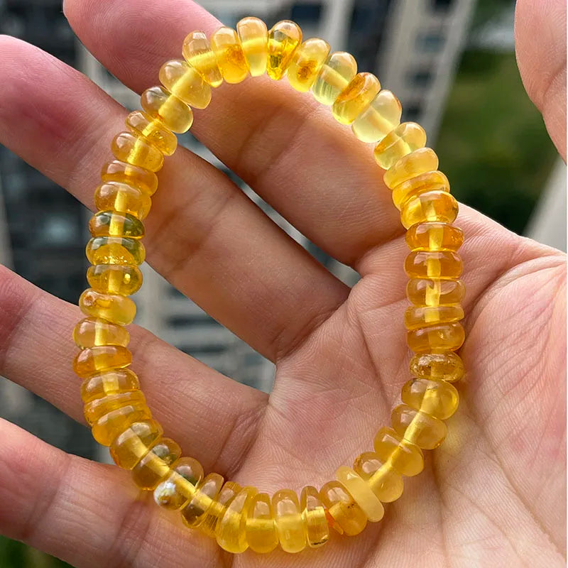 Baltic Plant Amber Bracelet for Women Gift Unique Handmade Irregular Golden Beads New Natural Stone Jewelry Supplier Wholesale