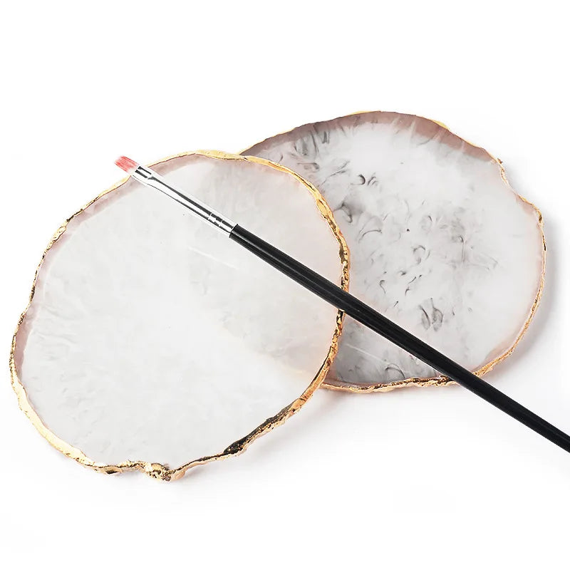 Nail Art Palette False Nail Tips Mixing Color Drawing Pallet Gel Polish Display Shelf Round Resin Agate Stone Manicure Tool