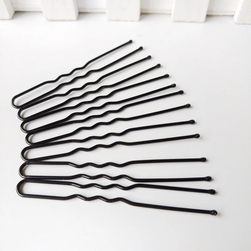 50Pcs 5/6/7cm Hairpins Black Color U Shaped Alloy Waved Hair Clip For Women Bridal Hairstyle Body Pin Girls Styling Accessories