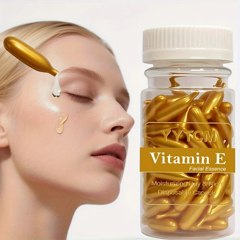 Vitamin E Serum Capsules, Single-Use Essence Capsules, Hydrating and Moisturizing Facial Skin, 90 Capsules/Bottle - 1 Bottle