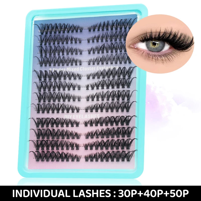 DINGSEN Eyelashes Cluster Soft Individual Lashes Eyelashes Extensions Volume DIY Eyelashes Kit Thick Cluster Eyelash Makeup
