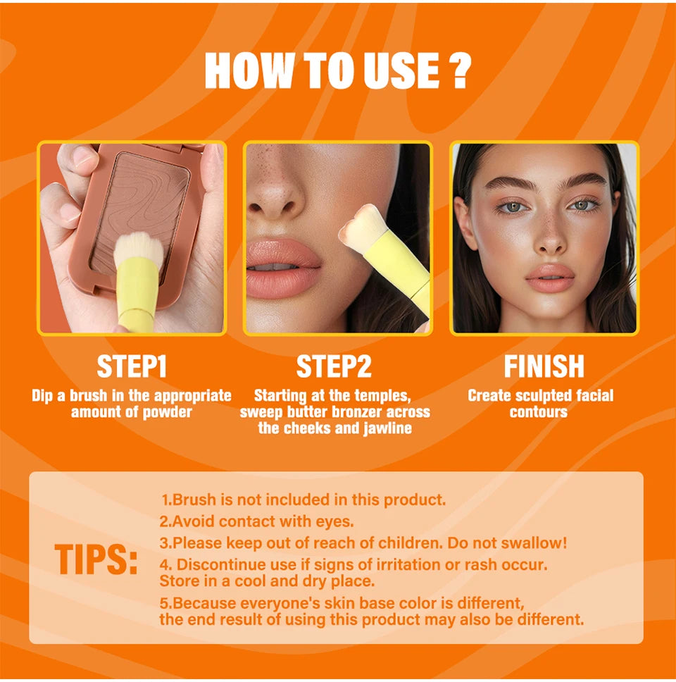 Single Color Butter Blush Matte Natural Cheek Tint Waterproof Face Contouring Cosmetics Blush Powder Face Soft Female Makeup