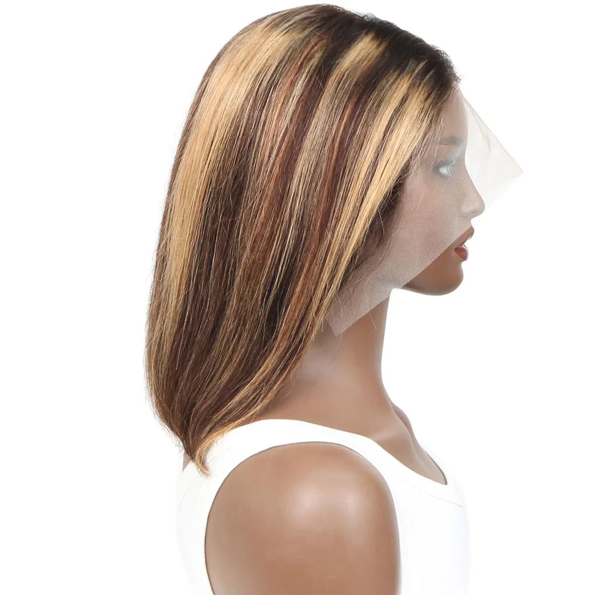 Brazilian 4x4 Lace Closure Wig Highlight Colored Human Hair Wigs Highlight Brown Bob Wigs Straight Remy Hair 180 Density On Sale