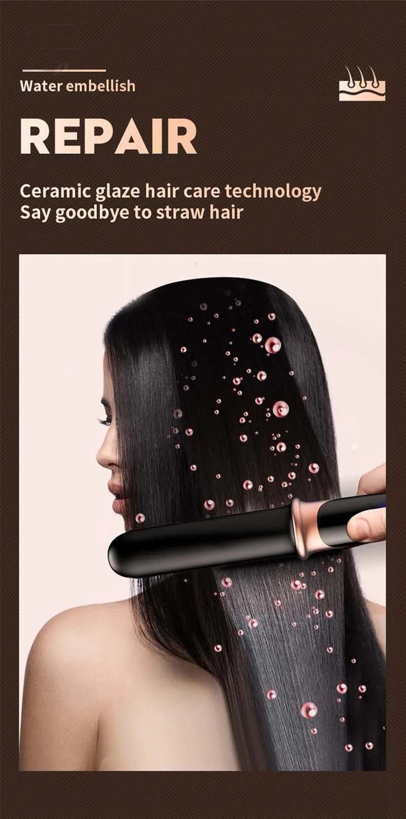 Hair Straightener 2 In 1 For Wet Or Dry Hair Electric Iron Curling Straightening Irons Smoothing Hair Styling Tools