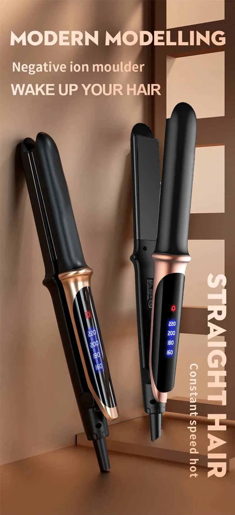 Hair Straightener 2 In 1 For Wet Or Dry Hair Electric Iron Curling Straightening Irons Smoothing Hair Styling Tools