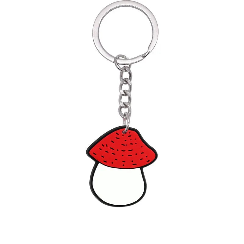 New Arrival 1/21Pcs Various Mushroom Silicone Key Chain Adult Keyring Agaric Car Key Pendant Decorations
