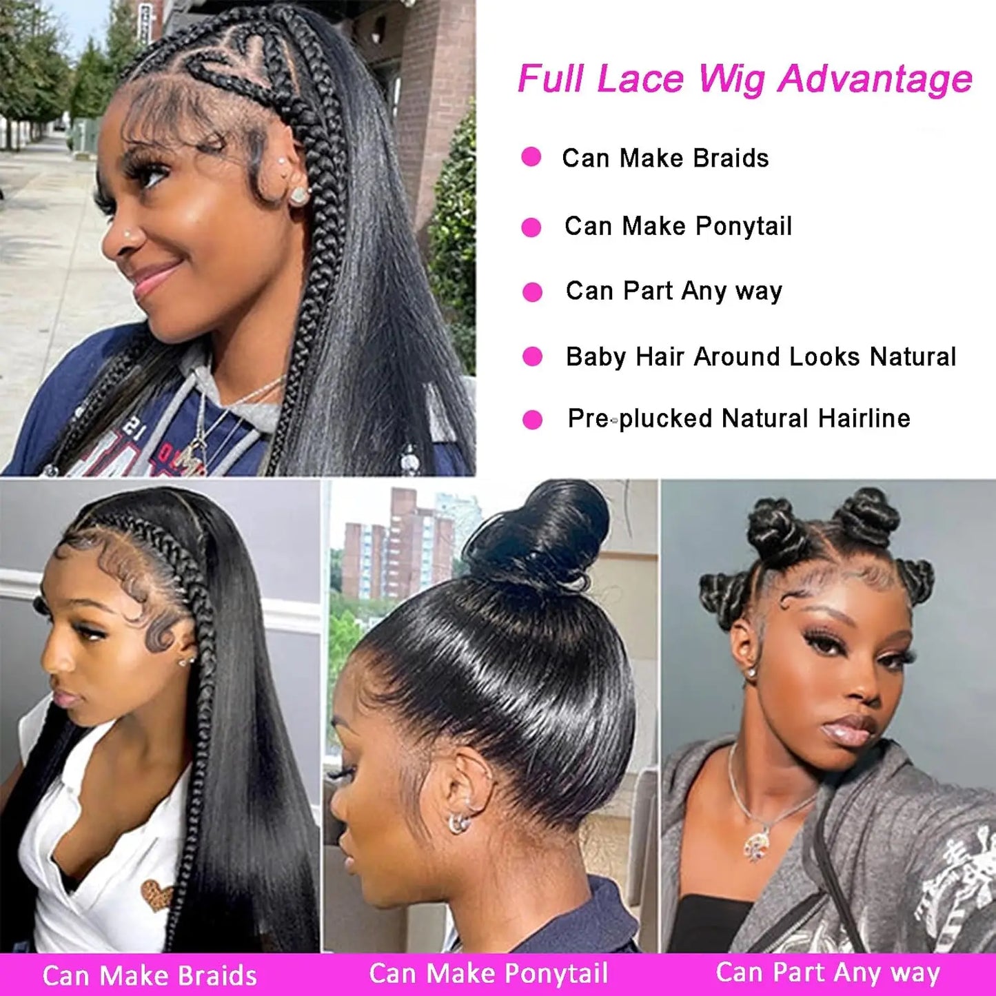 Real Full Lace Wig 250% Density - Straight Brazilian HD Lace Human Hair
