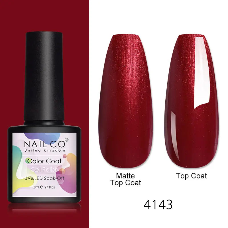NAILCO 8ml Pink Red Colors Gel Nail Polish Nail Art Varnishes Gel Lacquer Coat LED Nails Manicure Design UV Gel Varnish Soak Off