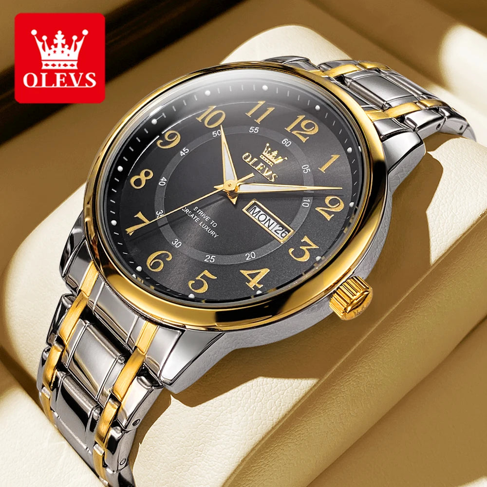 OLEVS 2891 Mens Watch Classic Quartz Watch Waterproof Stainless Steel Strap Fashion Casual Men's Watch Gift Date Clock Reloj