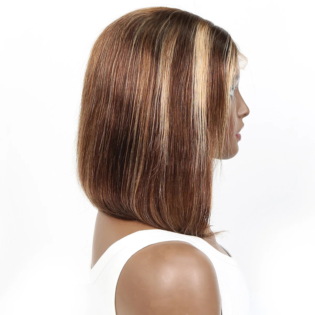 Brazilian 4x4 Lace Closure Wig Highlight Colored Human Hair Wigs Highlight Brown Bob Wigs Straight Remy Hair 180 Density On Sale