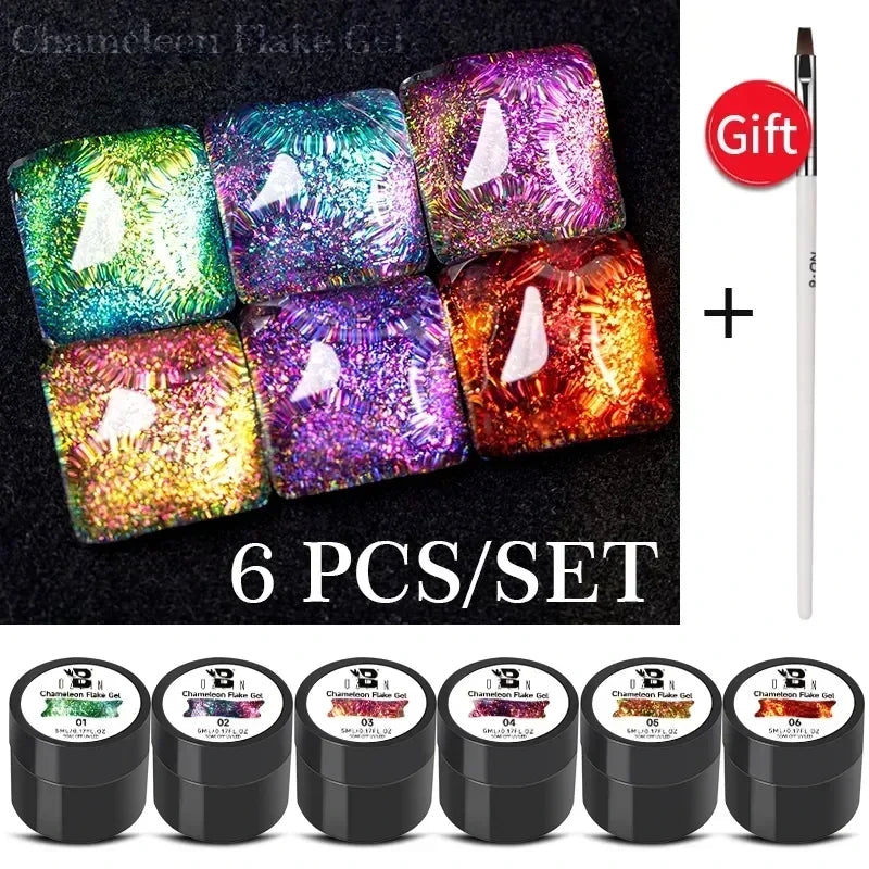 AWStorG 7.5ml Ocean Ripple Cat Eye Gel Kit Shiny Blue Green Glitter Cat Magnetic Gel Nail Polish Soak Off UV Nail Art Varnish