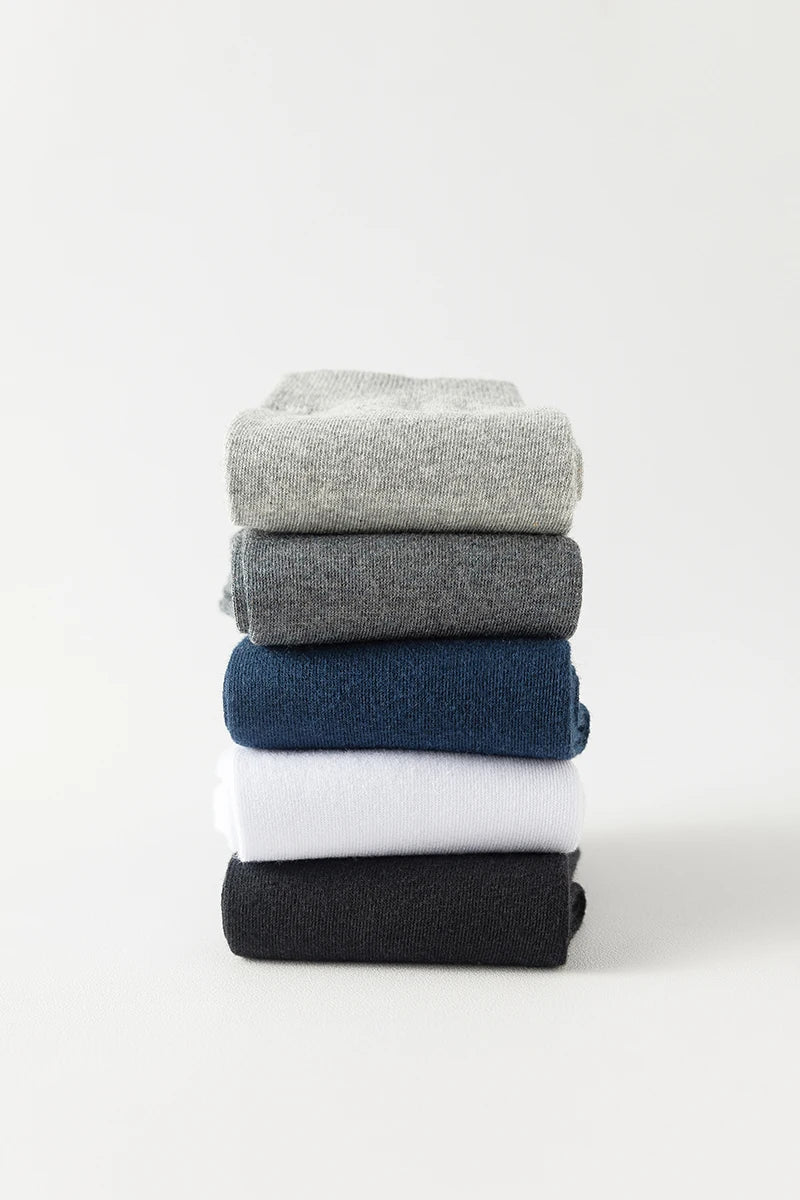 10 Pairs New Men's Cotton Socks Black Business Men Socks Soft Breathable Autumn Spring for Male White US6-10