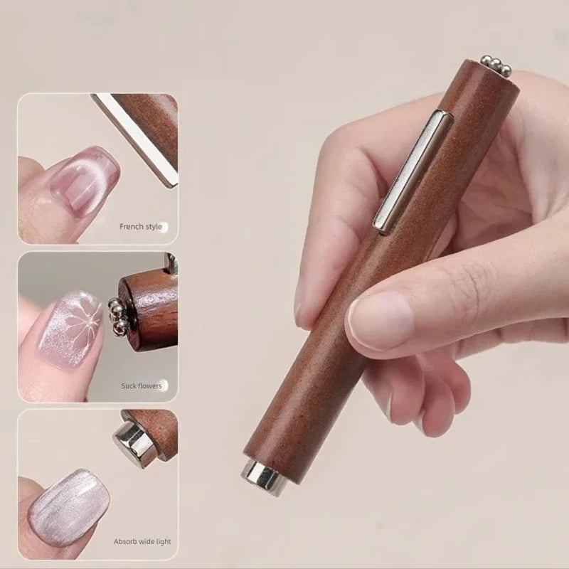 1Pcs 3-In-1 Heart Shape Cat Eye Nail Art Magnet Double Line Moon Snake Pattern French Nail Magnetic Pen Gel Polish Manicure Tool