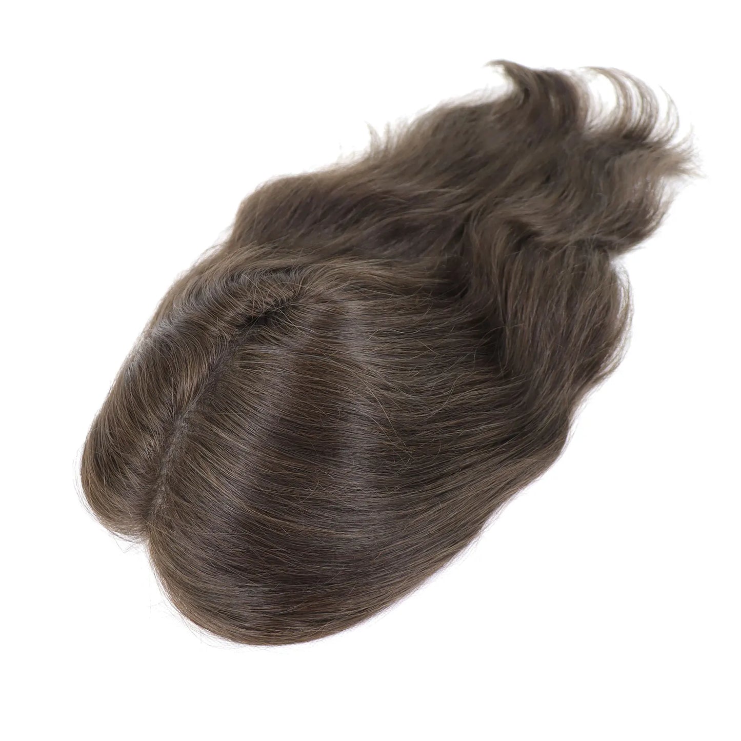 12Inch Long Hair Prosthesis Lace Front PU Toupee for Men Human Hair Natural Hairline Man's Wig Replacement System Black Brown