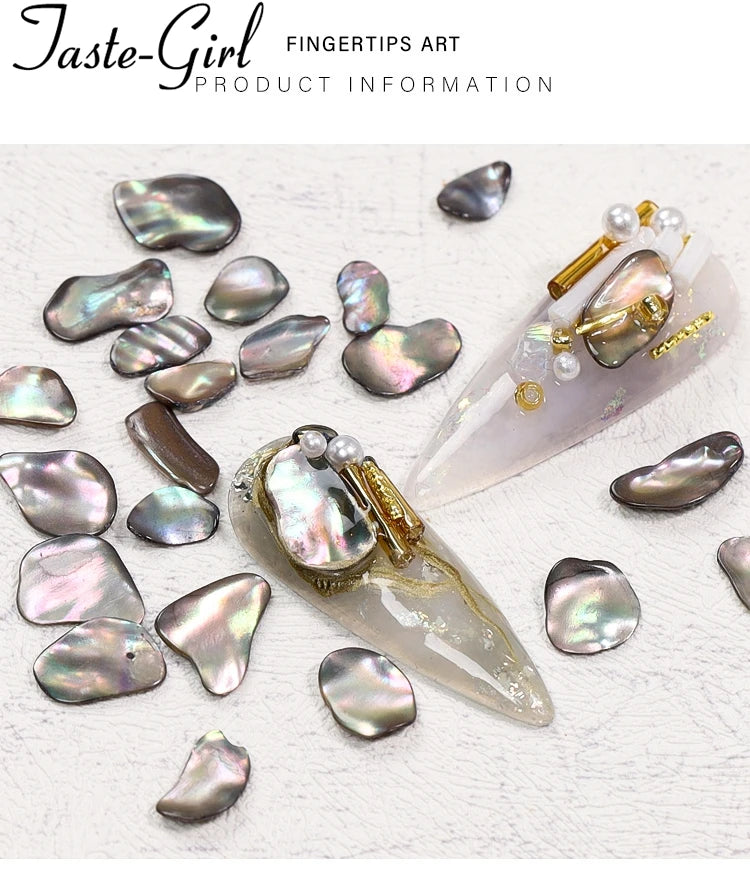 1 Pot Nails Abalone Shell Fragments Texture Natural Sea Shell 3d Charm Nail Art Decoration Slice DIY Beauty Salon Tools new