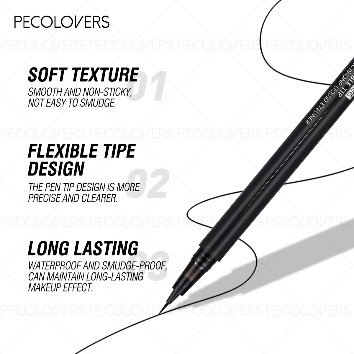 1pc Black Liquid Eyeliner, High Accuracy, Soft Texture & Flexible Tip Design & Long-lasting, Waterproof, 1pc, for All Skin Types
