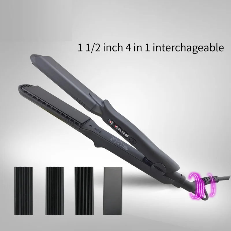 Hair Straightener Flat Iron 4-in-1 Interchangeable Plates Fast  Electric Ceramic Hair  Wave Hair Styling