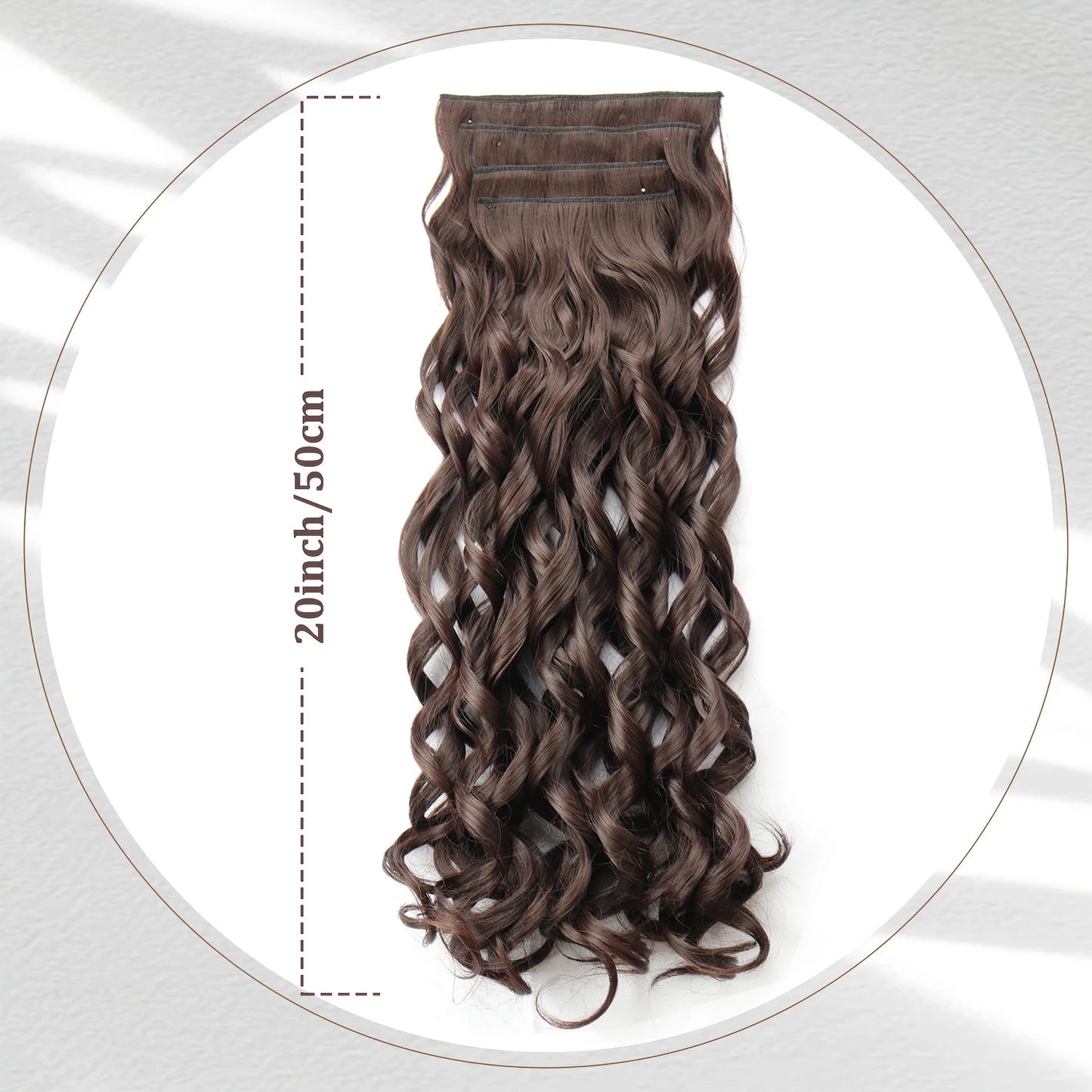 4PCS Clip-In Hair Extensions 20 Inch - Bouncy Wavy Dark Brown Hairpiece