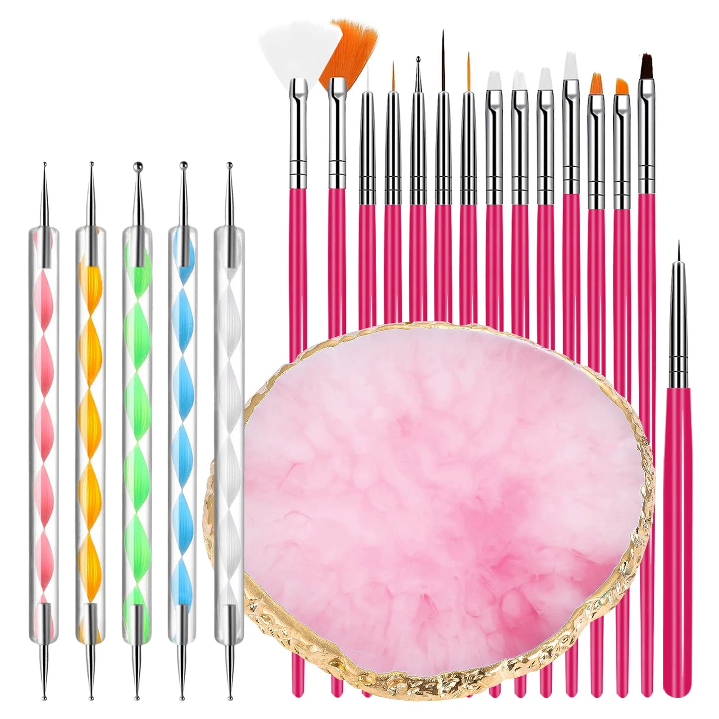 Nail Art Palette Brush Design Tip Painting Drawing Display Carving Dotting Pen Acrylic Gel UV Polish DIY Manicure Set Tools