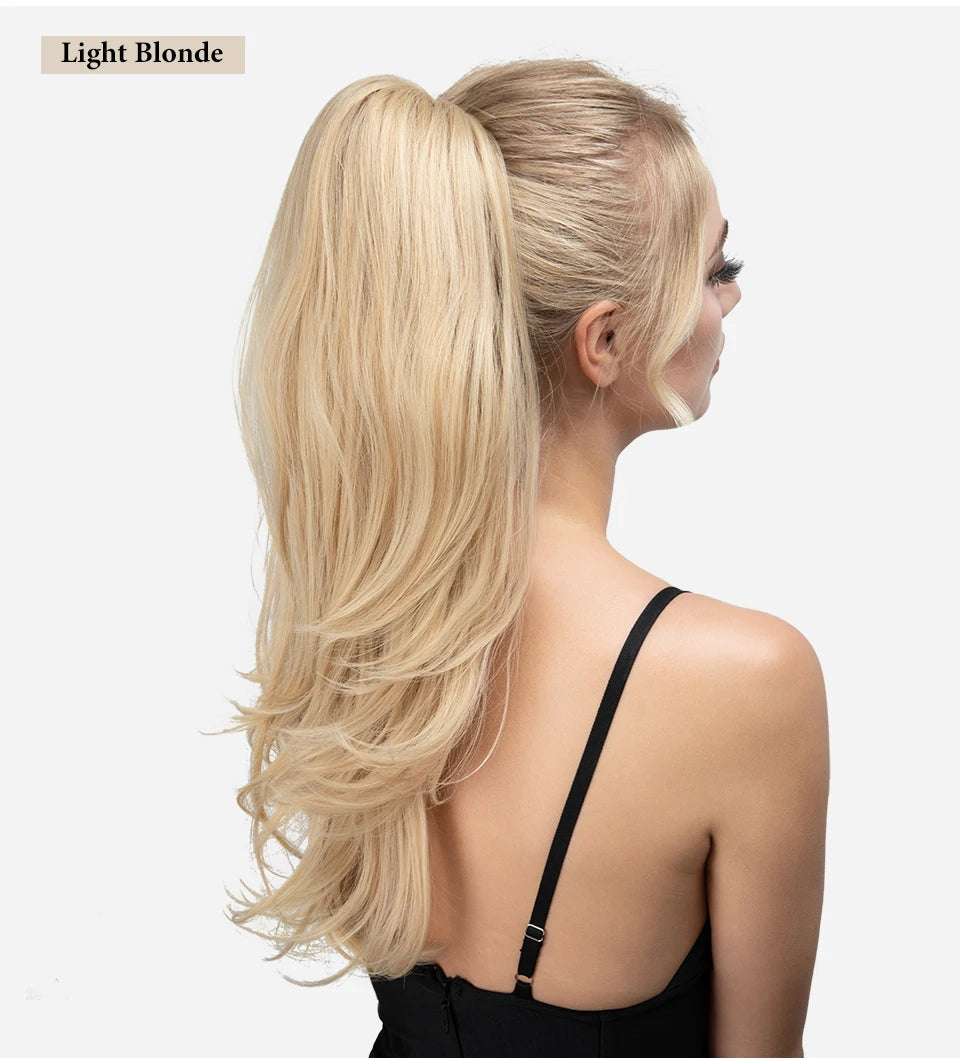 SARLA Claw Clip Ponytail Extension - Long Silky Straight Synthetic Hair