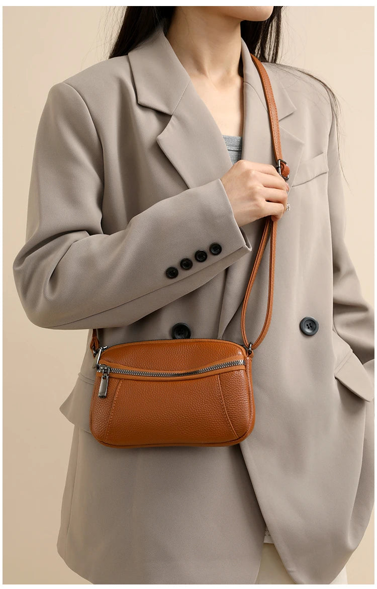 100% Cowhide New Luxury Small Handbags Brand Designer Genuine Women Crossbody Shoulder Bags Fashion Leisure Ladies Traveling Bag