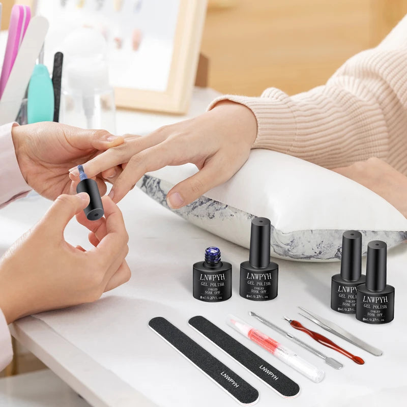 Nail Gel Polish Kit With LED Nail Lamp Semi-Permanent 27 Colors Soak Off Base&Top Coat Varnish Manicure Set For Nails Salon Kit