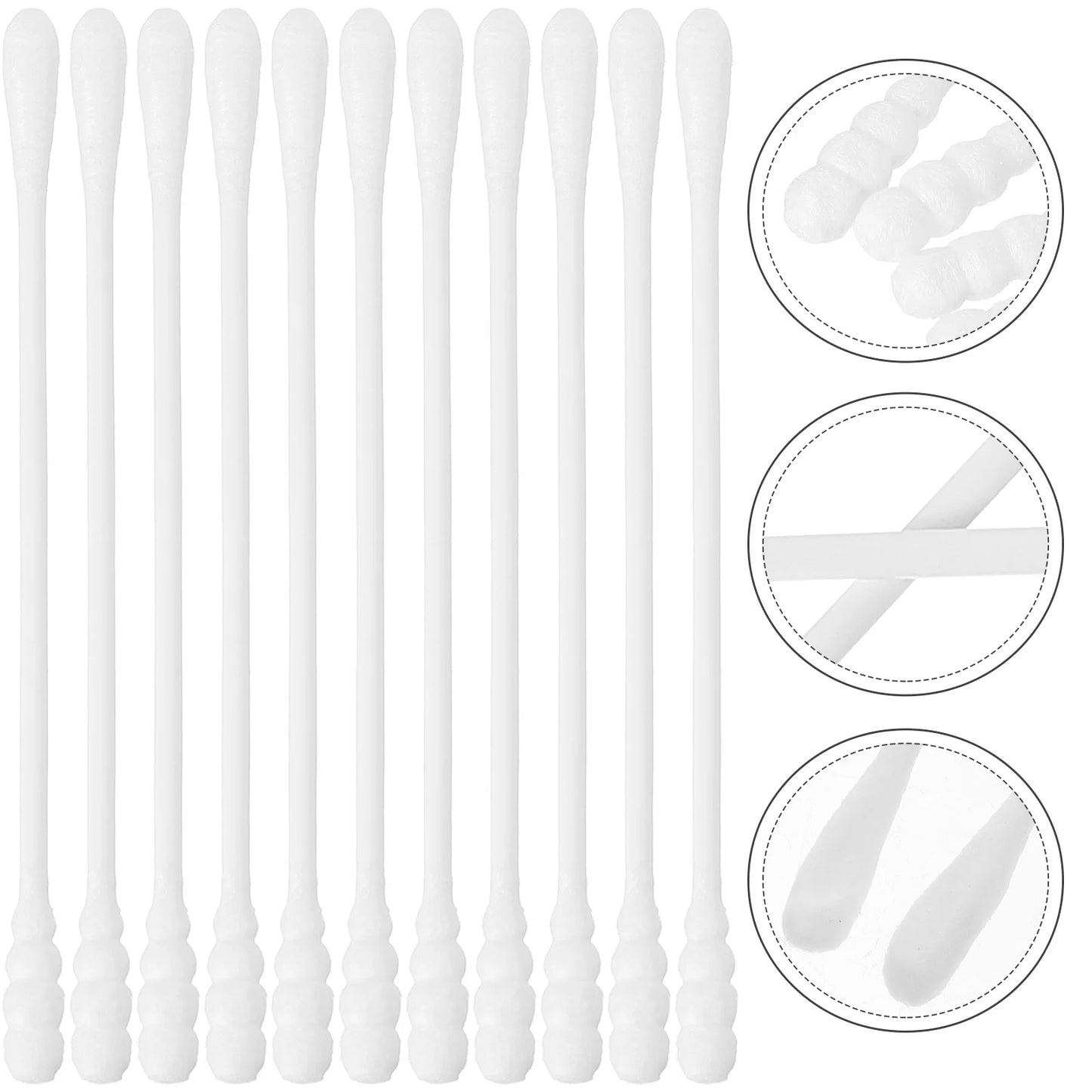 200Pcs White Cotton Swabs Baby Care Buds Double Head Design Spiral Ellipse Tips Safe Ear Cleaner For Belly Button Cleaning Wound