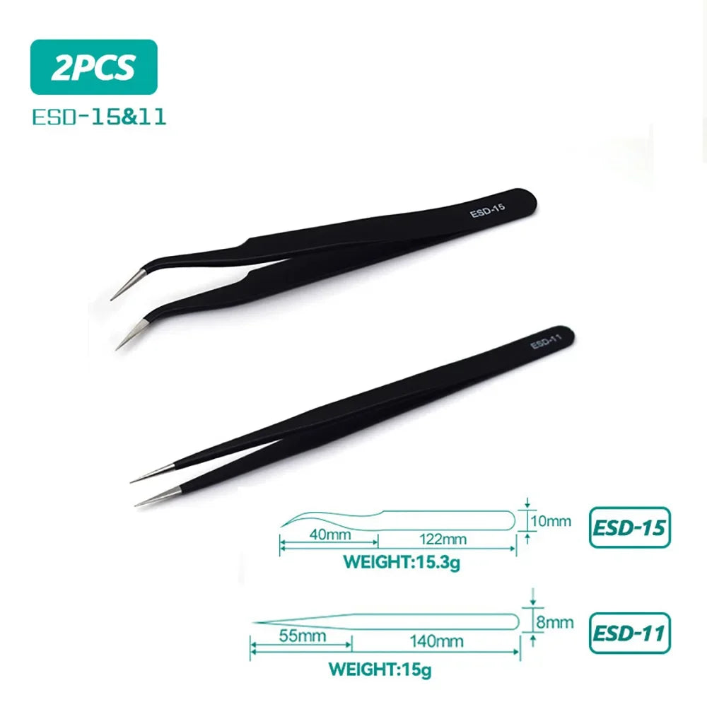 Nails Art Stainless Steel Curved Straight Black Tweezer for 3D Sticker Rhinestones Nipper Picking manicure Tools Sequins Bead