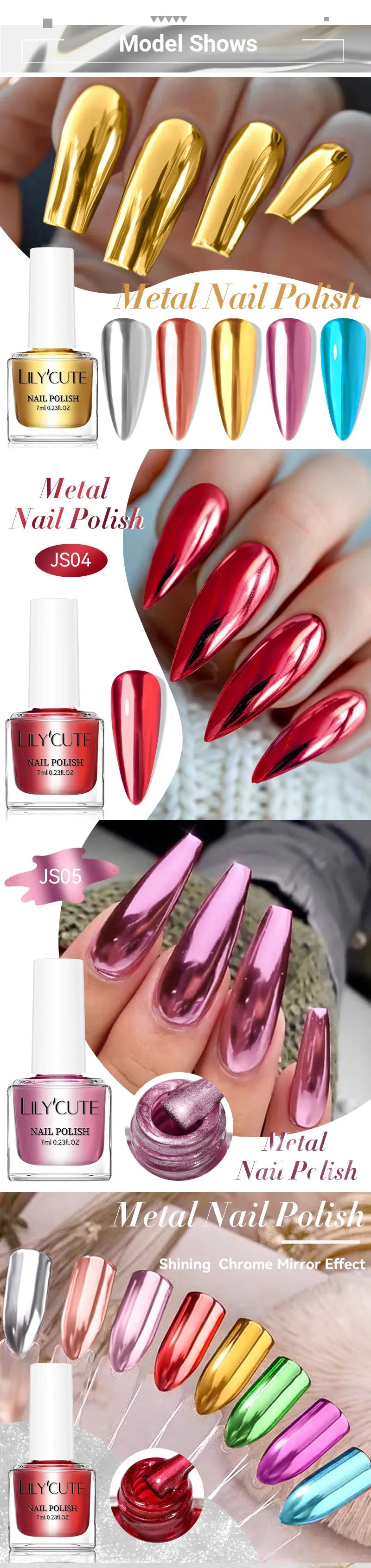 LILYCUTE 7ML Bright Gold Metallic Nail Polish No Need Lamp Quick Dry French Style Glass Bottle Manicure Nail Art Varnish