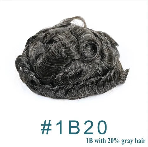 1B20 1B50 Grey Black Hair Breathable Q6 Human Hair Toupee for Men Natural Hairline Bleach Knots Swiss Lace Capillary Prosthesis