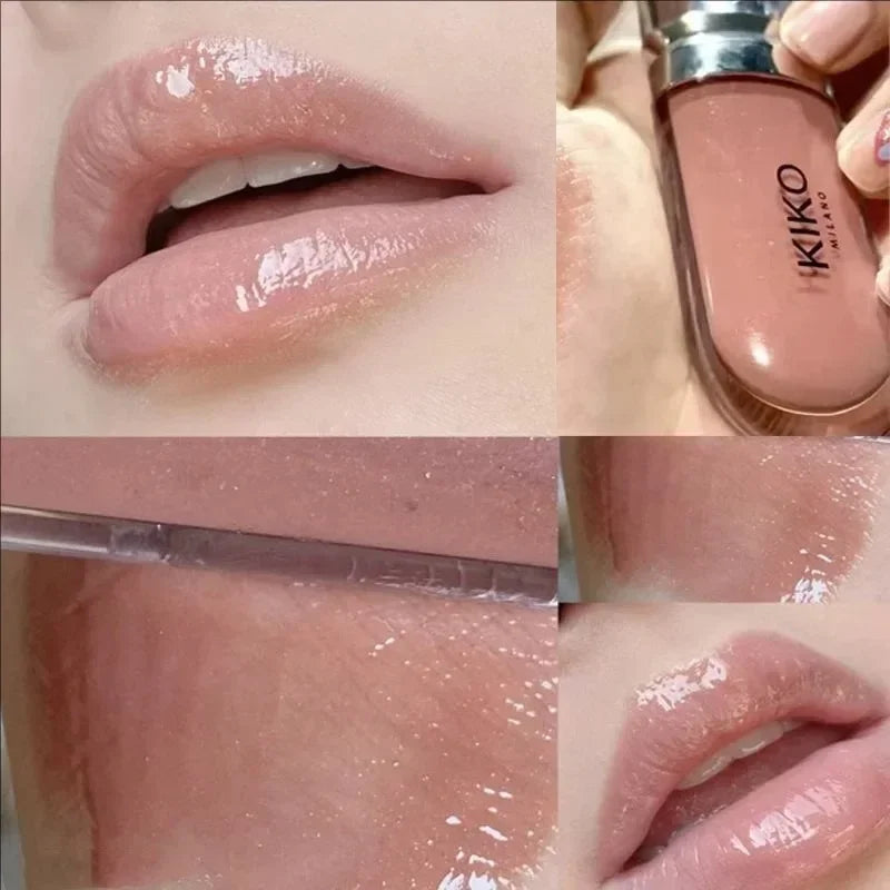 Hot Sales 3D Liquid Lip Glaze Transparent Lip Mirror Lipstick Nourishing Glossy Full Lips Not Fading Milk Tea Bean Paste Makeup