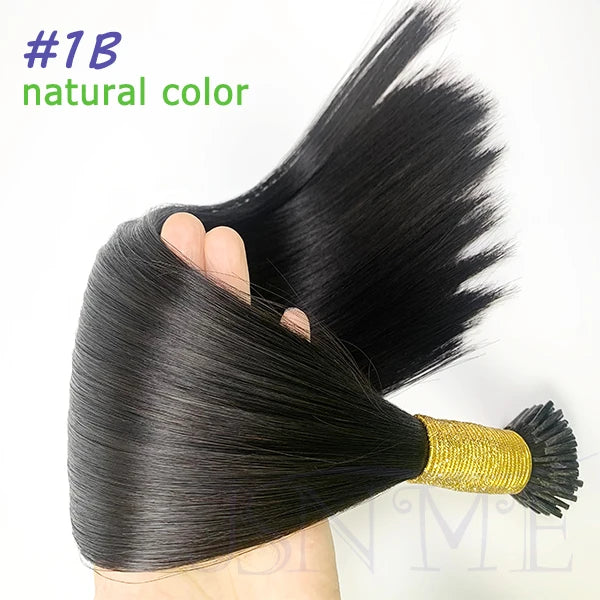 JSNME I Tip Hair Extensions Natural Real Human Fusion Capsule Keratin Hair Extensions Black Brown Blonde 1g/Strand  For Salon