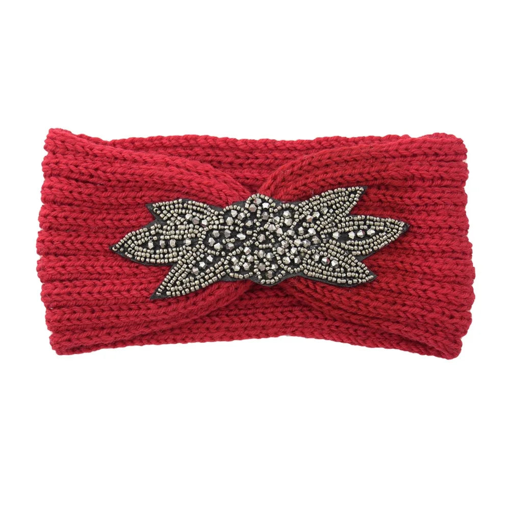 Knitted Rhinestone Butterfly Headband - Fashionable Hair Accessory