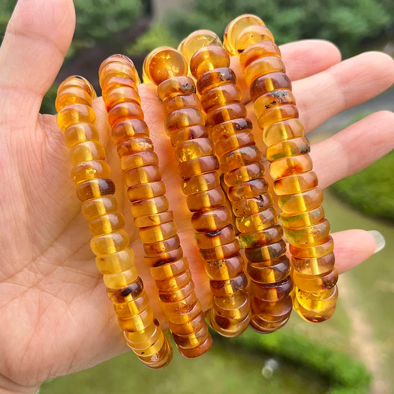 Baltic Plant Amber Bracelet for Women Gift Unique Handmade Irregular Golden Beads New Natural Stone Jewelry Supplier Wholesale