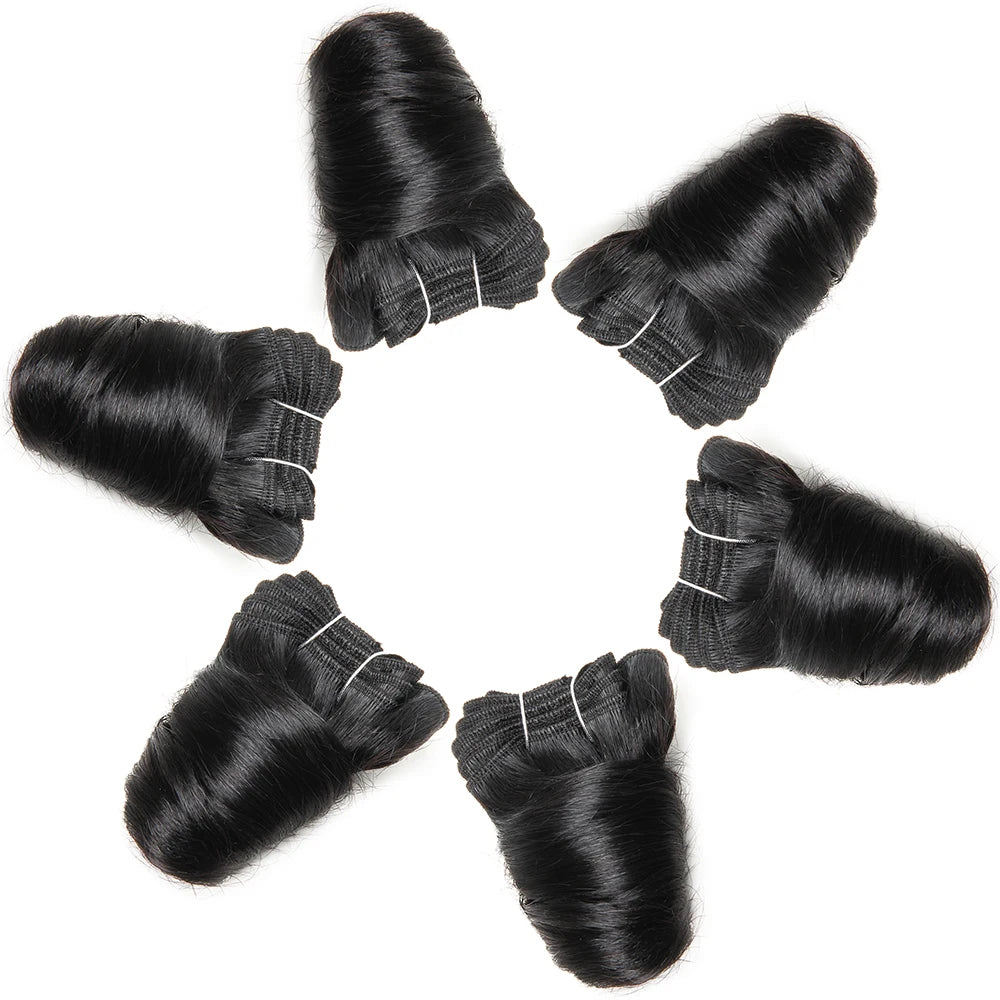 Short Hair Bundles Brazilian Hair Weave Bundles 6 Pcs/Lot Funmi Curly 8-12 Inch Bouncy Curly Hair Extensions For Black Women