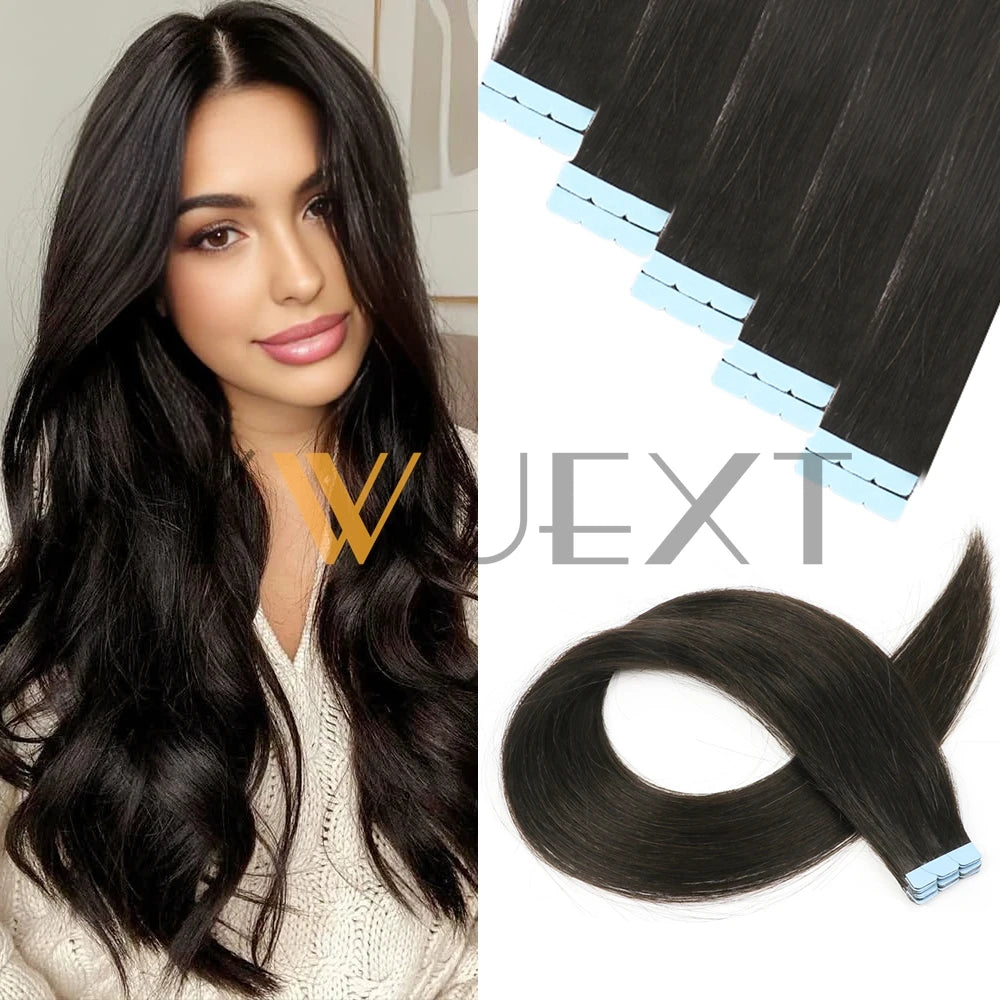 Mini Tape In Human Hair Extensions 12"-24" Machine Remy Skin Weft Adhesive Tape Hair Natural Black Brown Blonde Tape Ons 10pcs