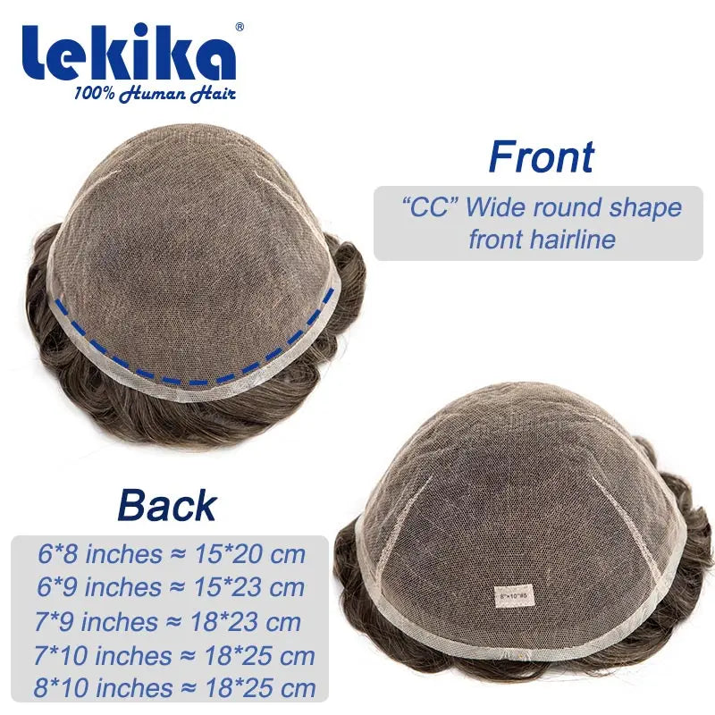 Full Swiss Lace Toupee Ultra Delicate AIR-Lace Male Hair Prosthesis Breathable 100% Natural Human Hair System Unit Mens Wig